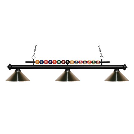 Z-LITE Shark 3 Light Billiard Light, Matte Black & Brushed Nickel 170MB-MBN